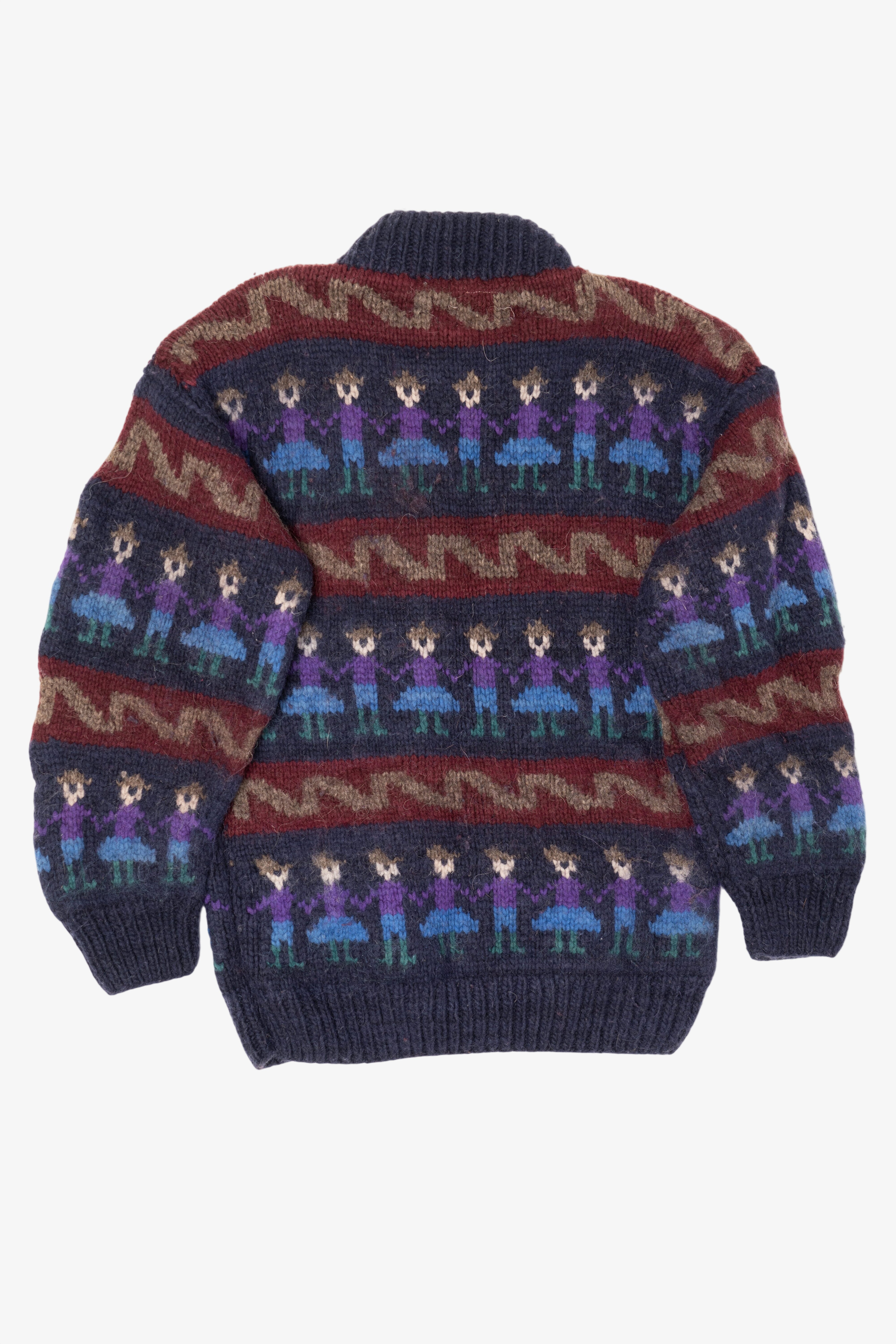 Vintage Hand Made Navy Blue Obraje Graphic Sweater (1980s)