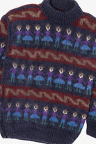 Vintage Hand Made Navy Blue Obraje Graphic Sweater (1980s)