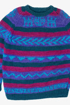 Vintage Purple Geometric Abstract Pattern Sweater (1990s)