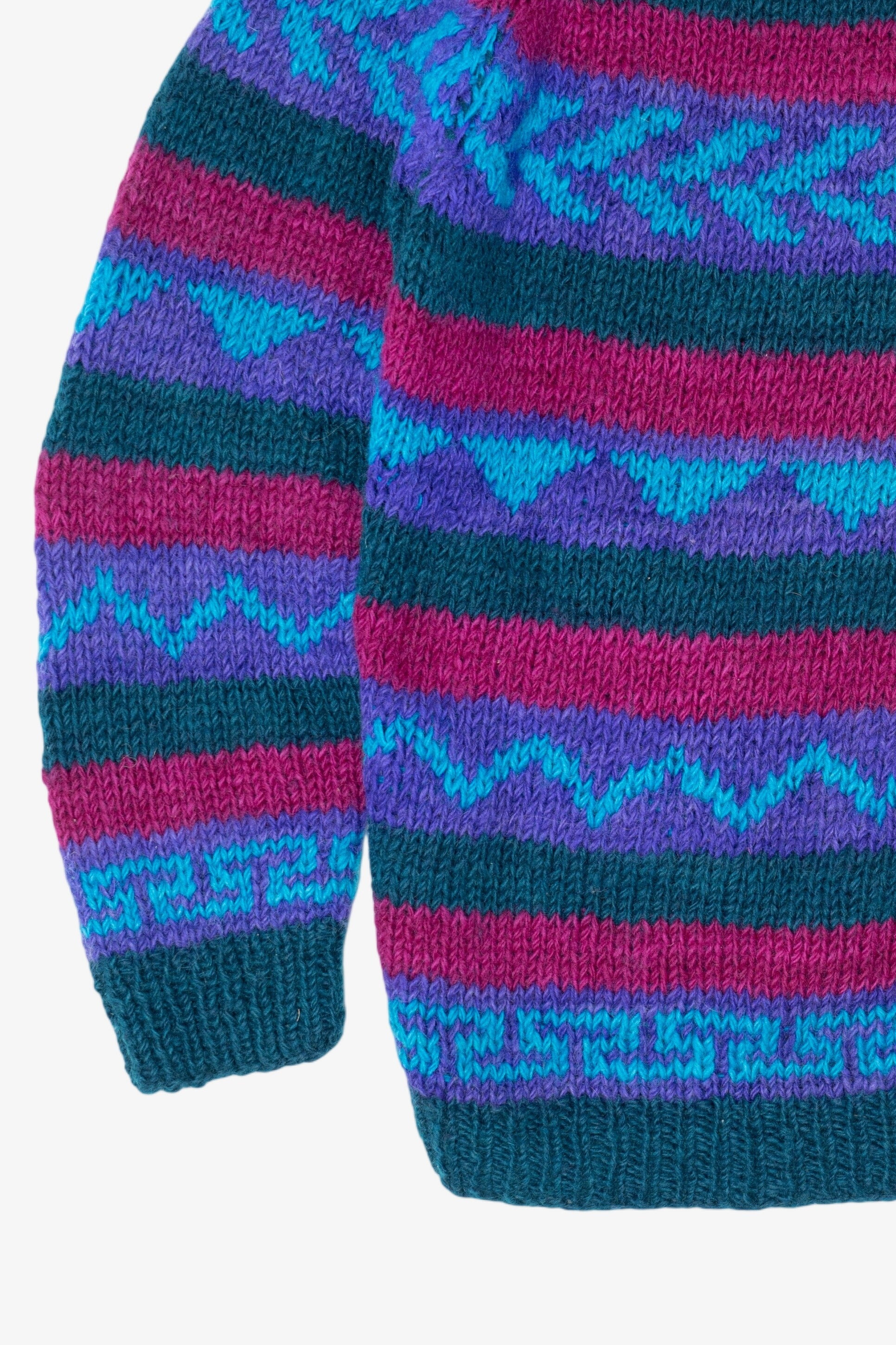 Vintage Purple Geometric Abstract Pattern Sweater (1990s)