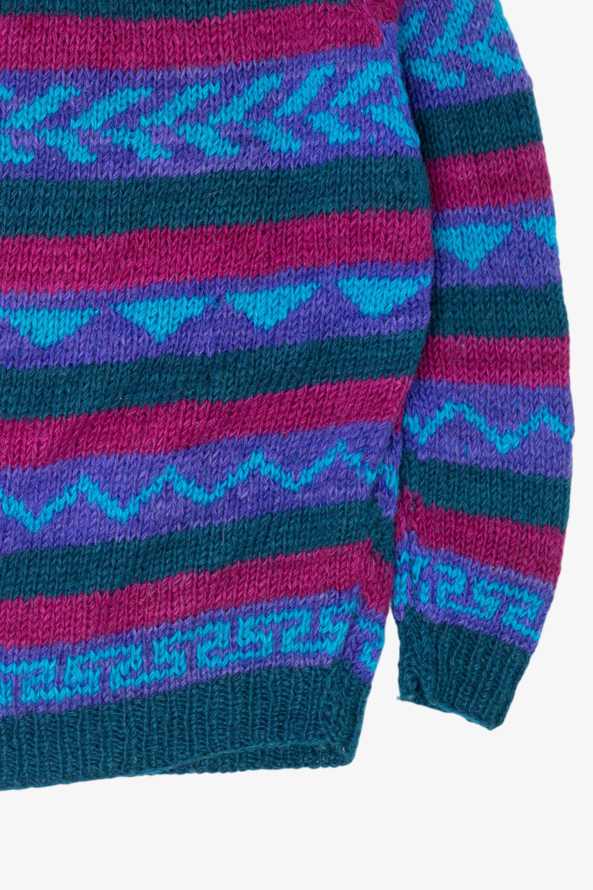 Vintage Purple Geometric Abstract Pattern Sweater (1990s)