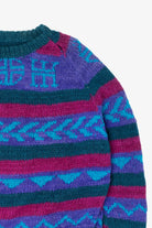 Vintage Purple Geometric Abstract Pattern Sweater (1990s)