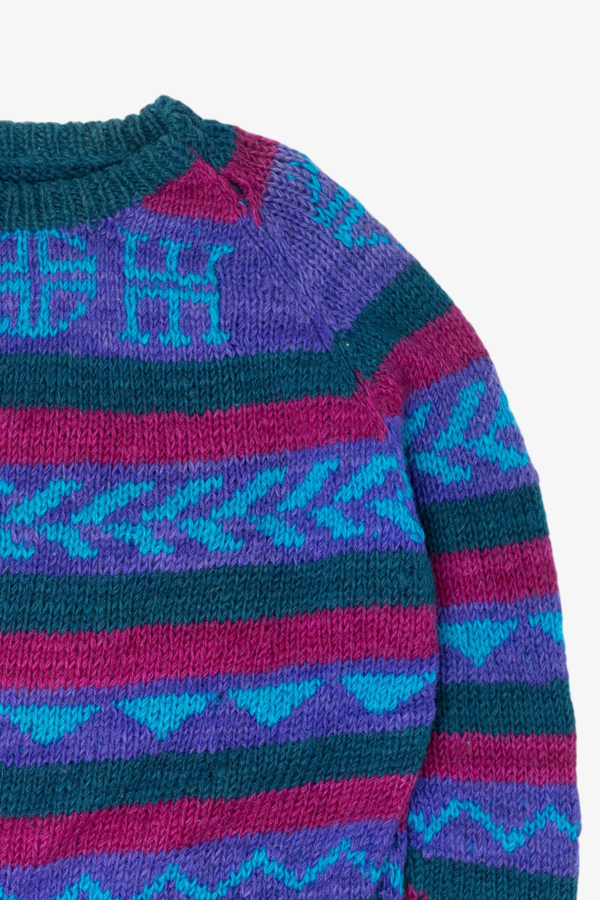 Vintage Purple Geometric Abstract Pattern Sweater (1990s)