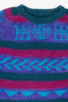 Vintage Purple Geometric Abstract Pattern Sweater (1990s)