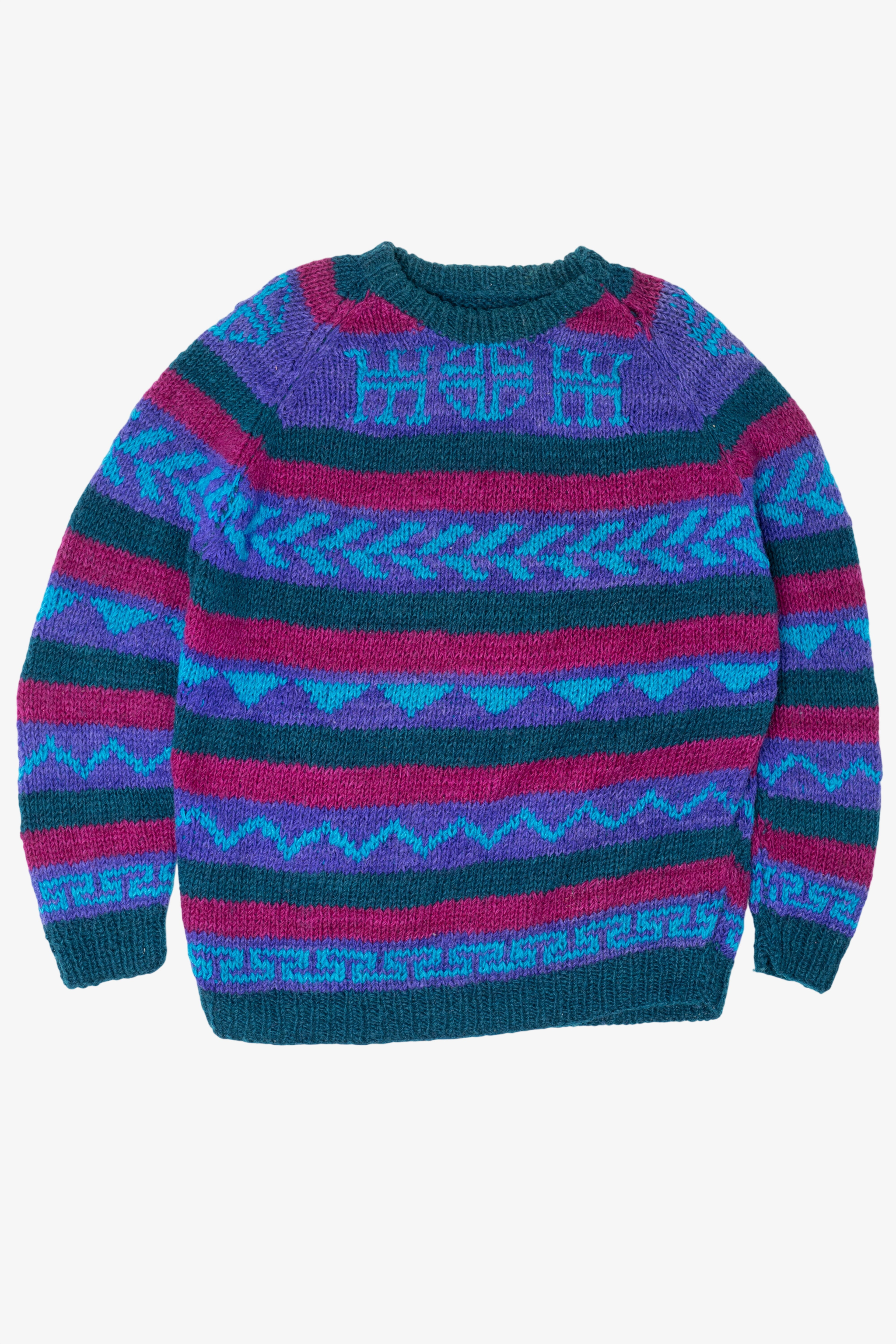 Vintage Purple Geometric Abstract Pattern Sweater (1990s)