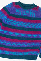 Vintage Purple Geometric Abstract Pattern Sweater (1990s)