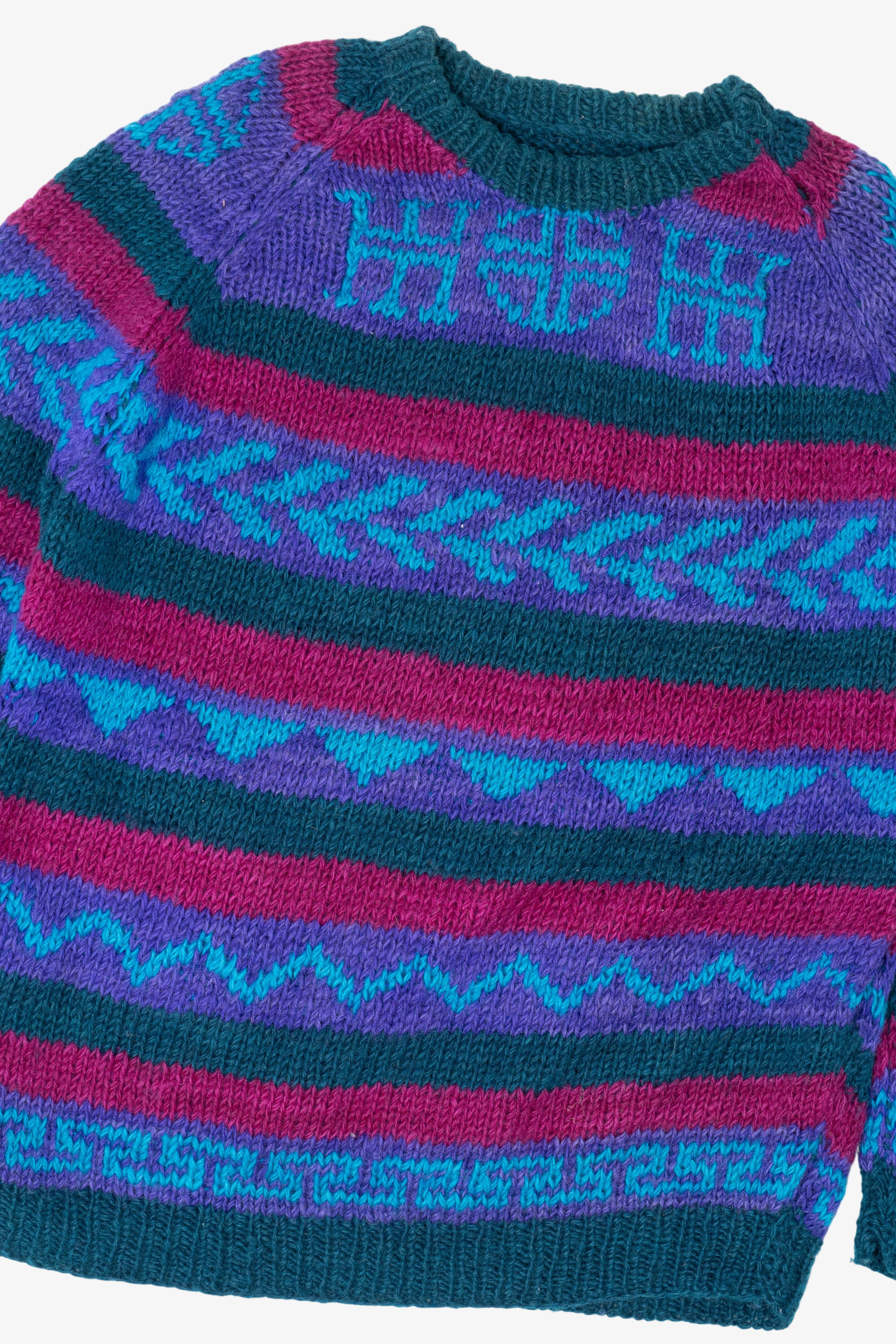 Vintage Purple Geometric Abstract Pattern Sweater (1990s)