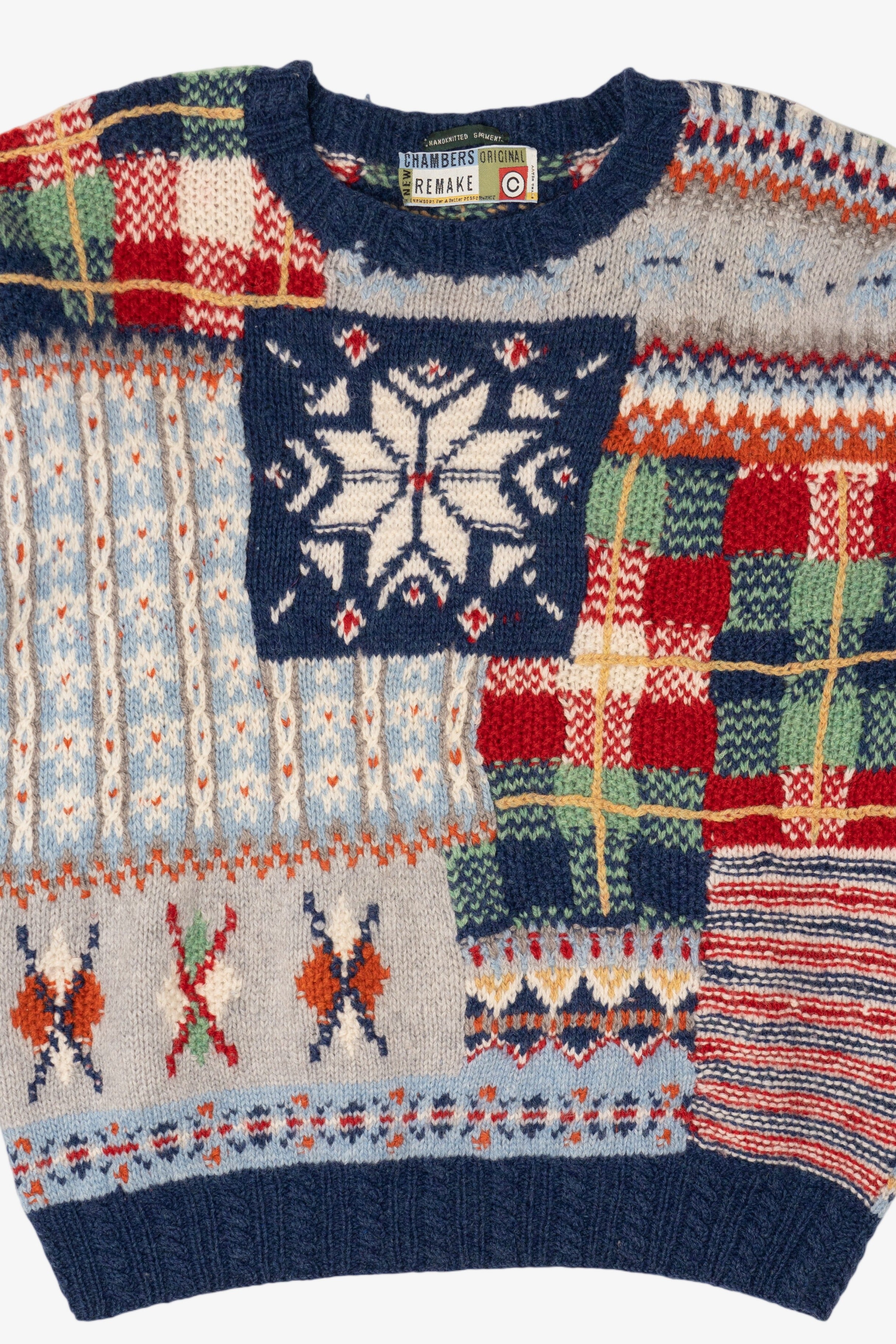 Vintage Hand Knit Chambers Original Patchwork Sweater (1990s)