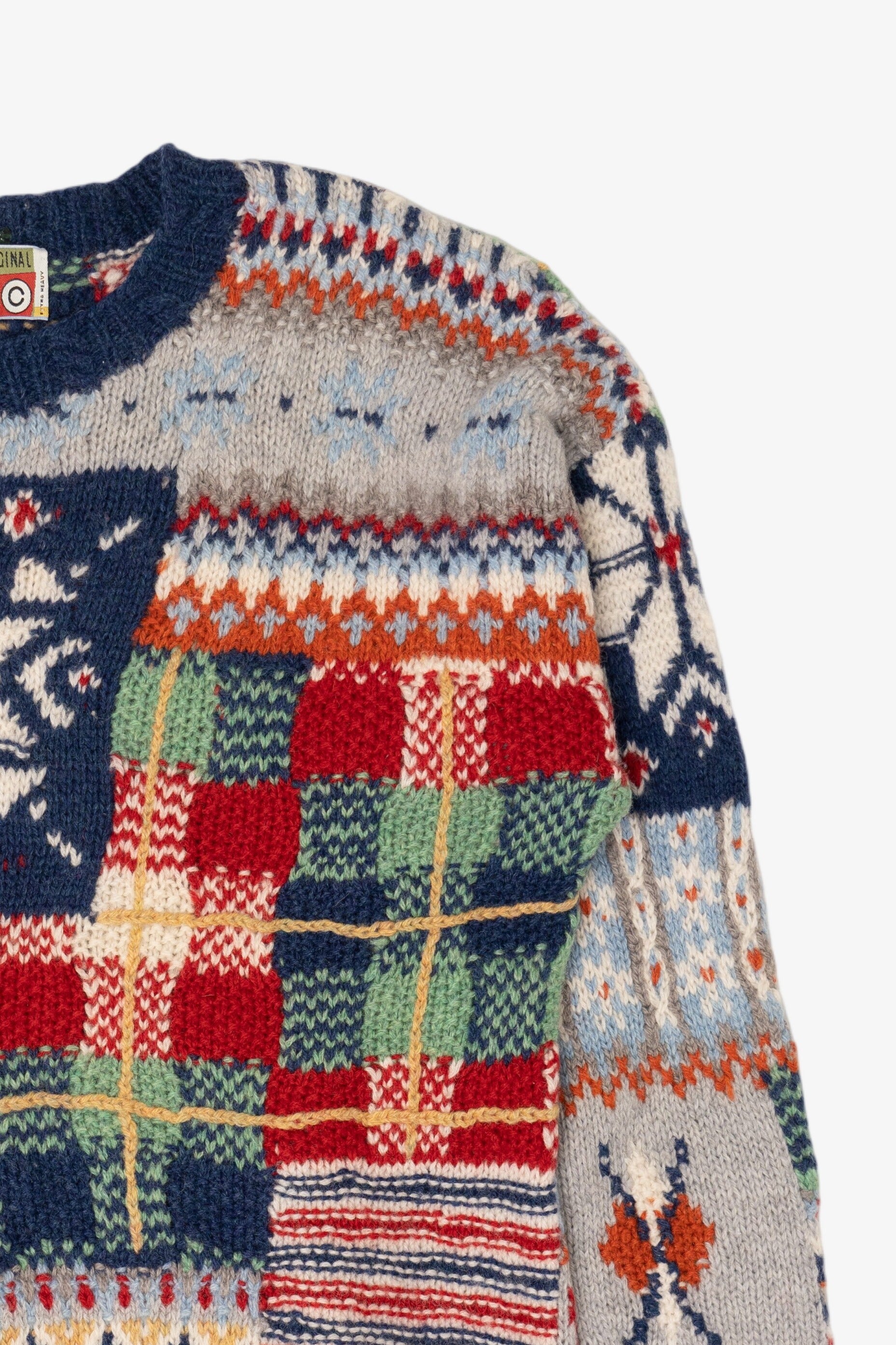 Vintage Hand Knit Chambers Original Patchwork Sweater (1990s)