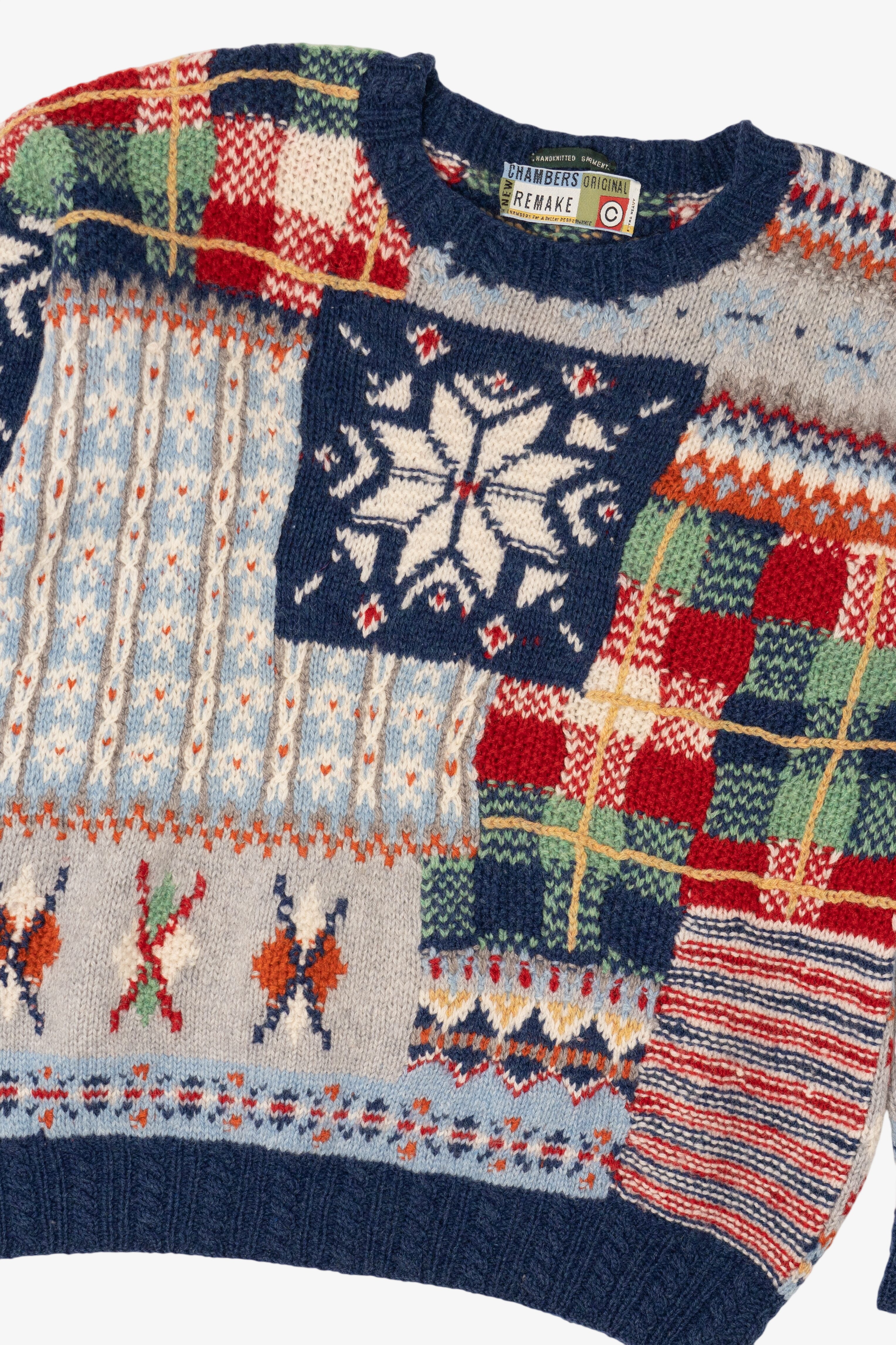 Vintage Hand Knit Chambers Original Patchwork Sweater (1990s)