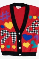 Vintage Hearts & Symbols 80s Cardigan Sweater (1980s)