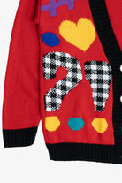 Vintage Hearts & Symbols 80s Cardigan Sweater (1980s)