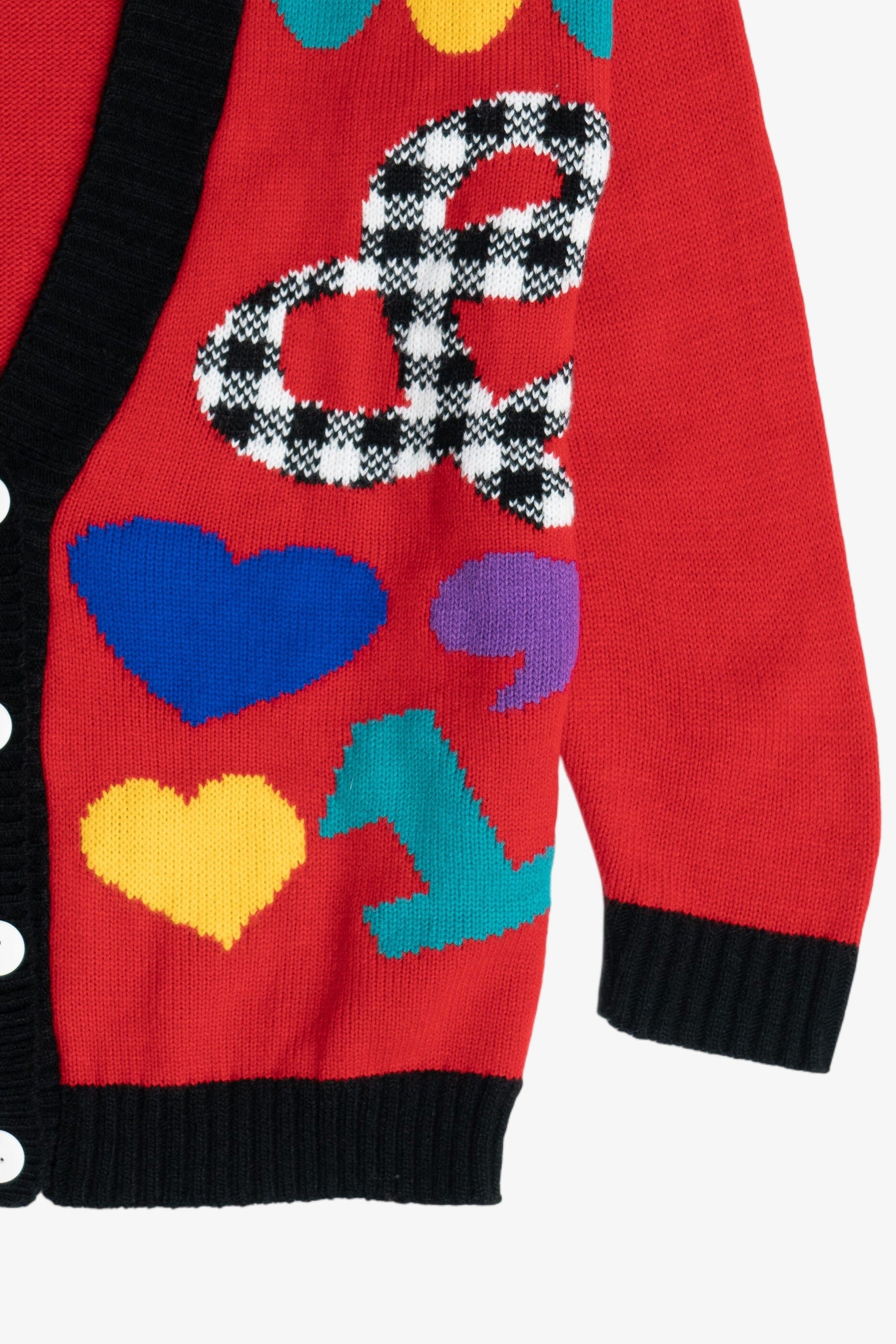 Vintage Hearts & Symbols 80s Cardigan Sweater (1980s)
