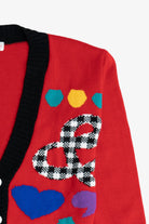 Vintage Hearts & Symbols 80s Cardigan Sweater (1980s)
