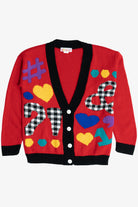 Vintage Hearts & Symbols 80s Cardigan Sweater (1980s)