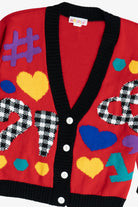Vintage Hearts & Symbols 80s Cardigan Sweater (1980s)