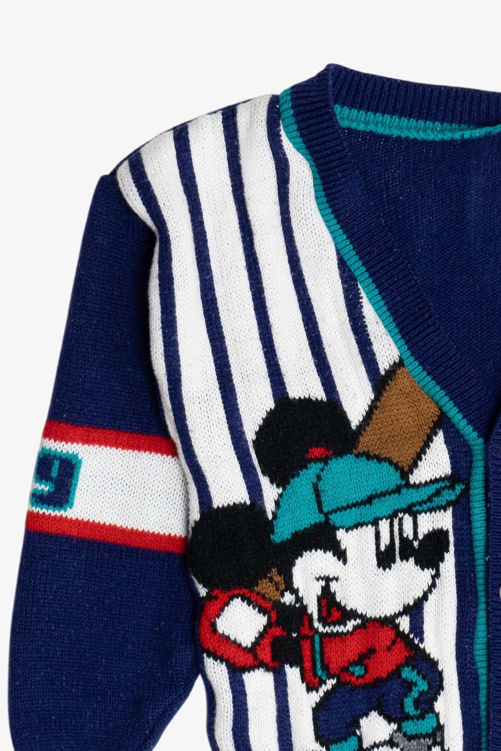 Vintage Kid's Mickey Mouse Baseball Star Cardigan Sweater (1990s)