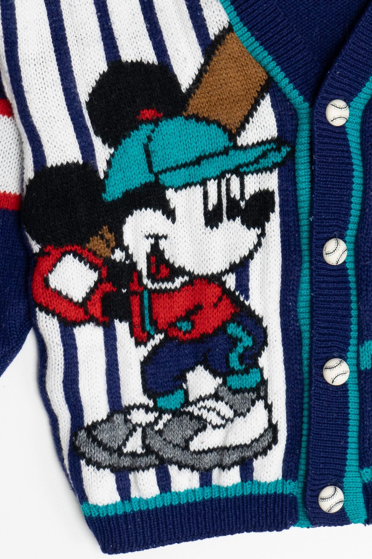 Vintage Kid's Mickey Mouse Baseball Star Cardigan Sweater (1990s)