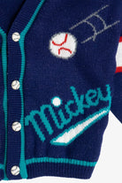 Vintage Kid's Mickey Mouse Baseball Star Cardigan Sweater (1990s)