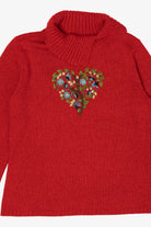 Vintage Red Embroidered Floral Coldwater Creek Sweater (2000s)