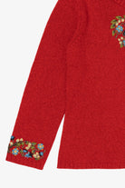 Vintage Red Embroidered Floral Coldwater Creek Sweater (2000s)