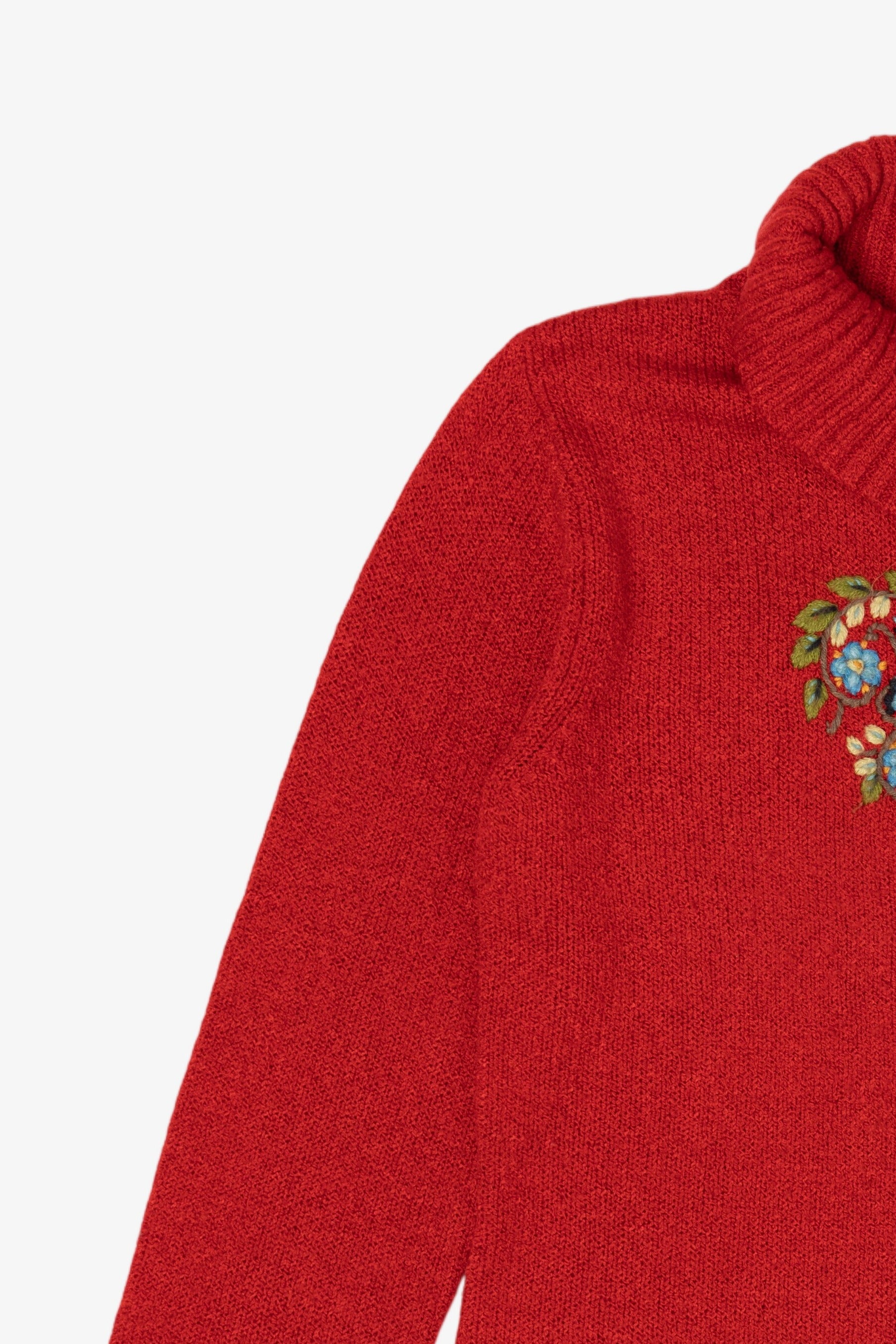 Vintage Red Embroidered Floral Coldwater Creek Sweater (2000s)