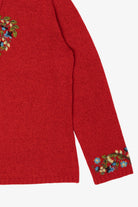 Vintage Red Embroidered Floral Coldwater Creek Sweater (2000s)