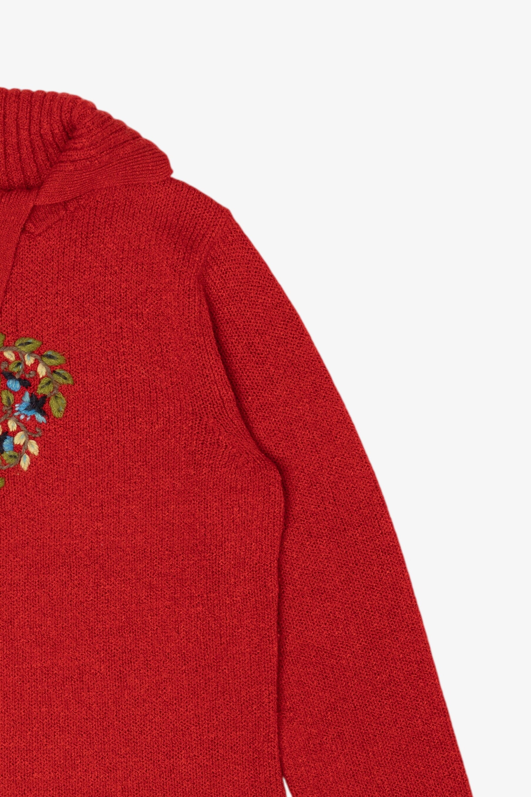 Vintage Red Embroidered Floral Coldwater Creek Sweater (2000s)