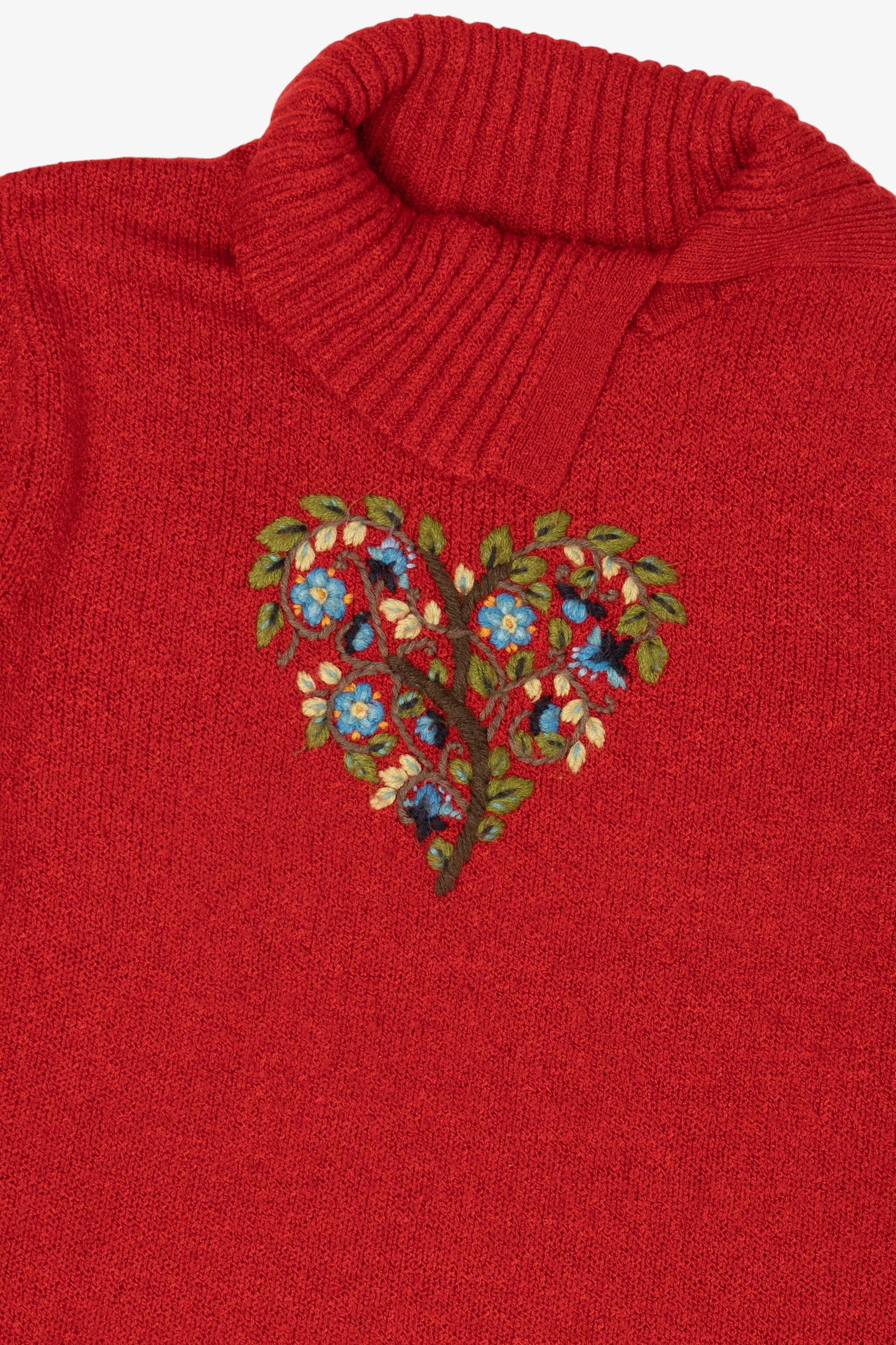 Vintage Red Embroidered Floral Coldwater Creek Sweater (2000s)