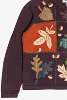 Vintage Burgundy Fall Leaves Autumn Harvest Sweater (1990s)