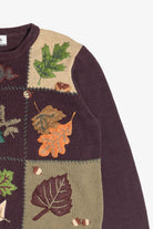 Vintage Burgundy Fall Leaves Autumn Harvest Sweater (1990s)
