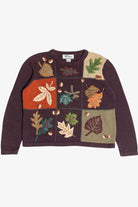Vintage Burgundy Fall Leaves Autumn Harvest Sweater (1990s)