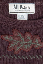 Vintage Burgundy Fall Leaves Autumn Harvest Sweater (1990s)