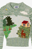 Vintage Light Green Organically Grown by Arpeja Scenic Graphic Sweater (1970s)