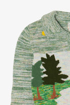 Vintage Light Green Organically Grown by Arpeja Scenic Graphic Sweater (1970s)