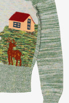 Vintage Light Green Organically Grown by Arpeja Scenic Graphic Sweater (1970s)
