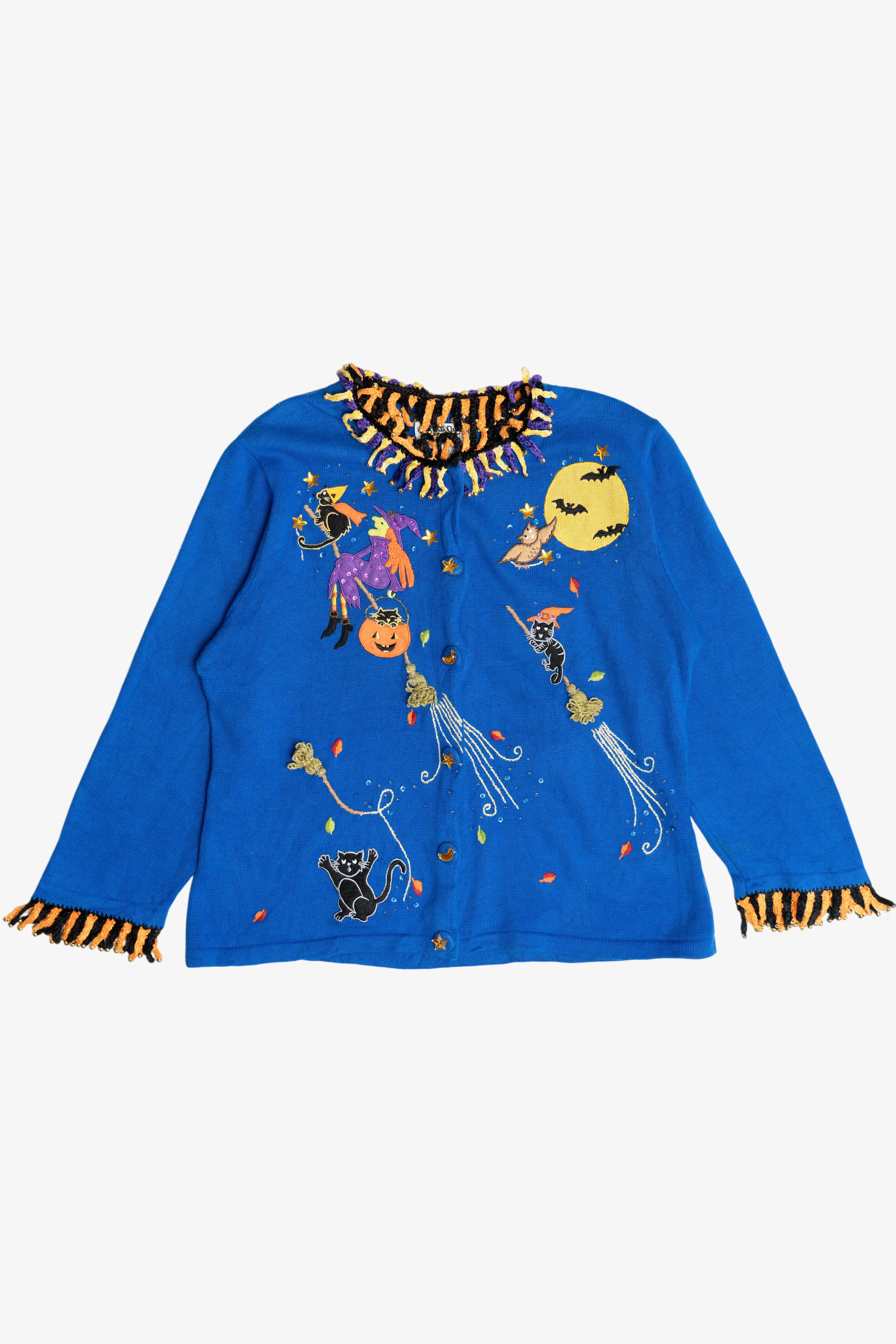 Vintage Jack B. Quick Halloween Night Sky Cardigan Sweater (1990s)