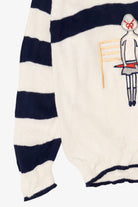 Vintage Nautical Alfred Dunner Sailboat Striped Sleeve Sweater (1980s)