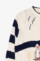Vintage Nautical Alfred Dunner Sailboat Striped Sleeve Sweater (1980s)