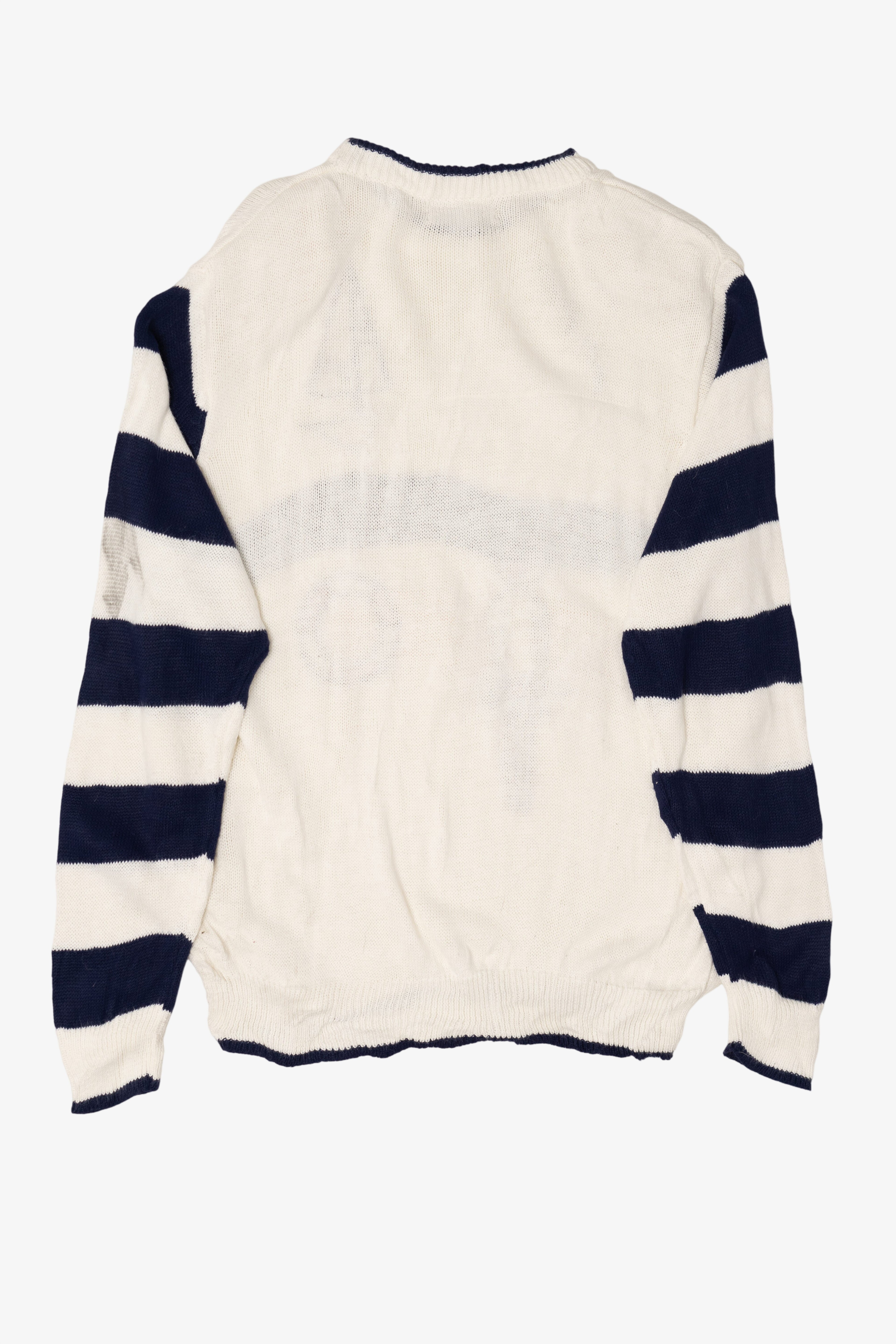 Vintage Nautical Alfred Dunner Sailboat Striped Sleeve Sweater (1980s)