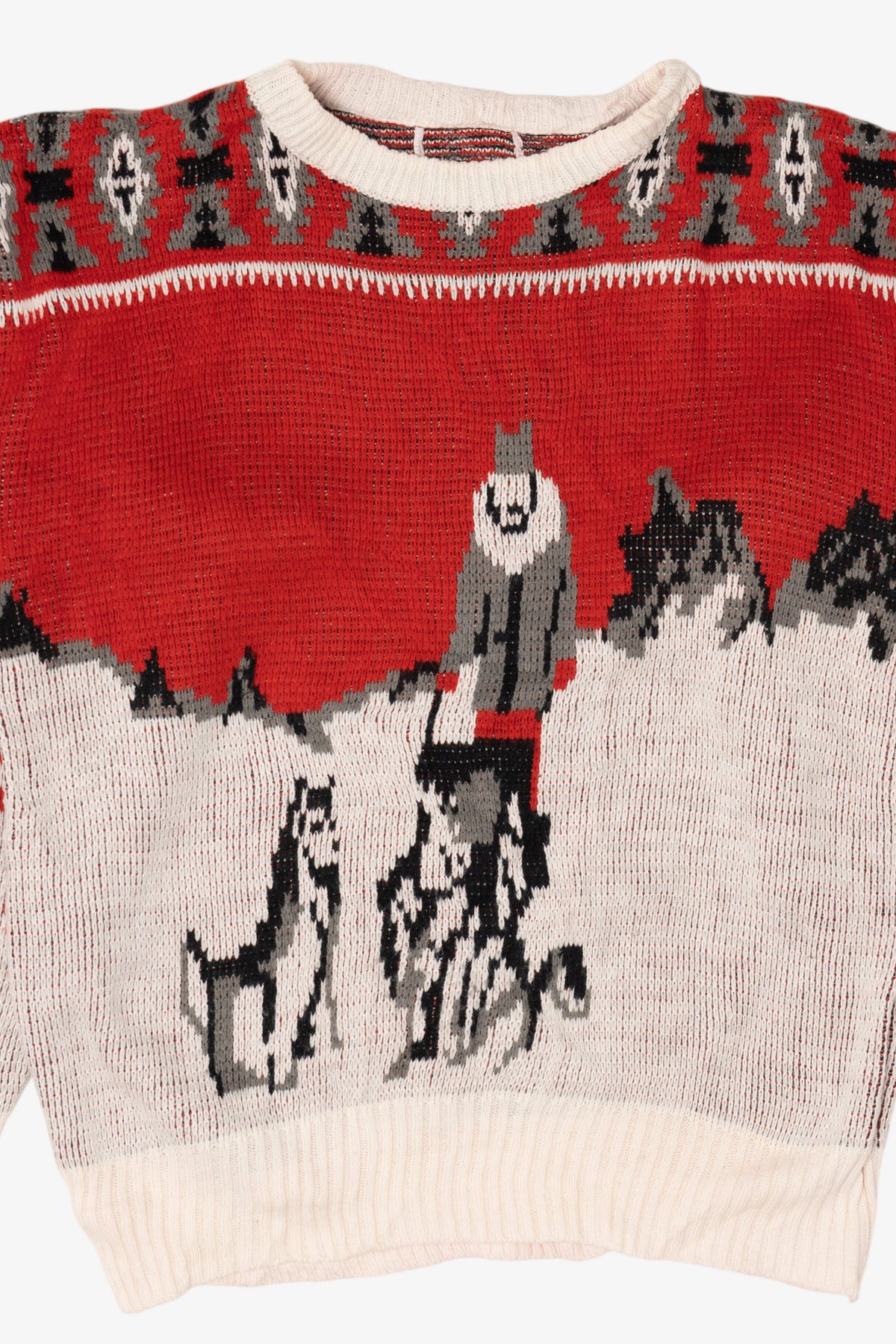 Vintage Red Sled Dogs In Mountains Sweater (1980s)