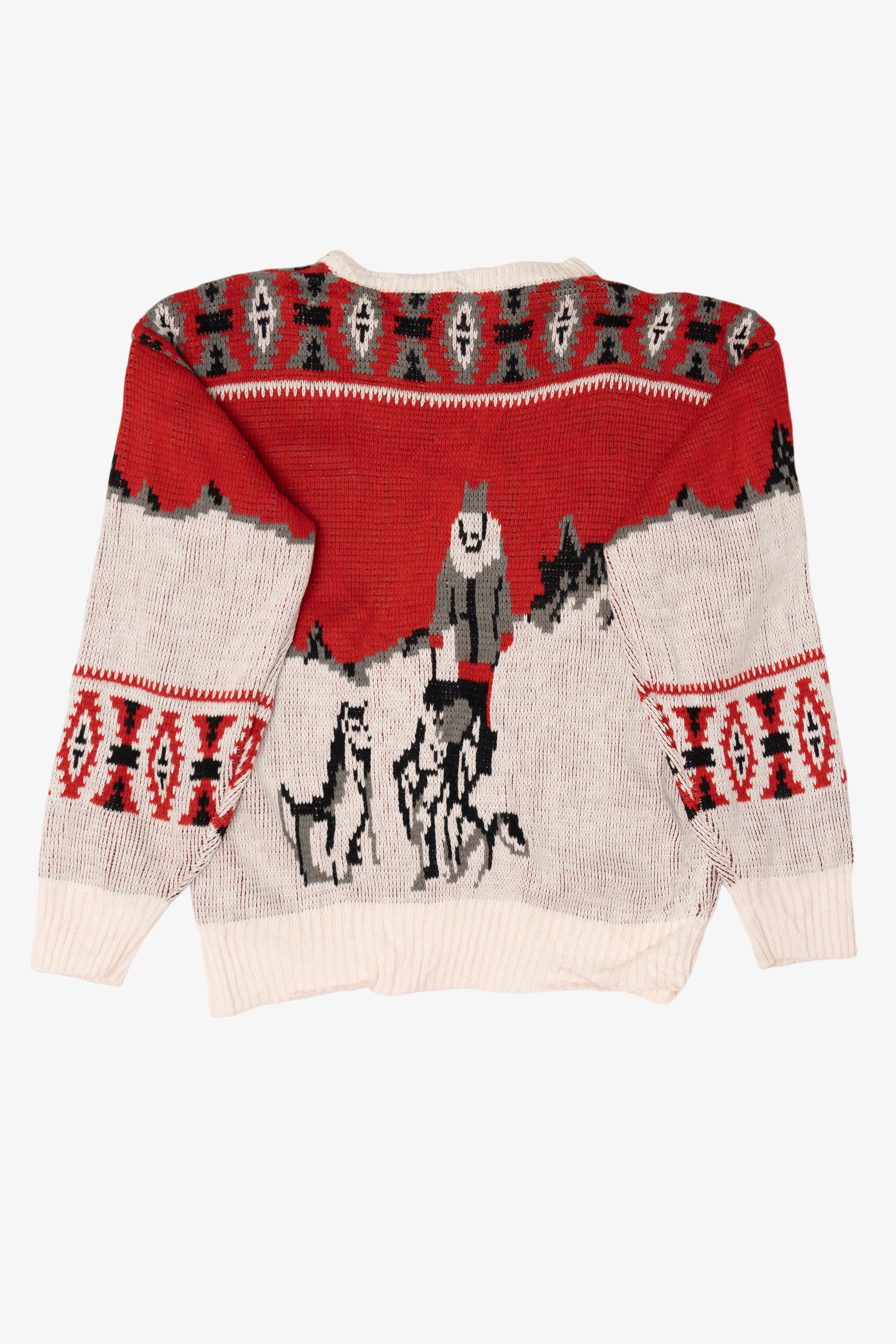 Vintage Red Sled Dogs In Mountains Sweater (1980s)