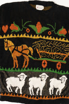 Vintage Farm Animals Motif Teasers Autumn Harvest Sweater (1990s)