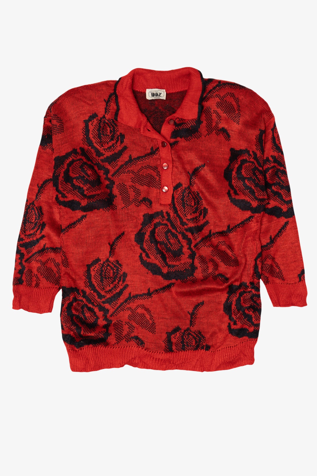 Vintage Red Floral Collection Boz Sweater (1980s)