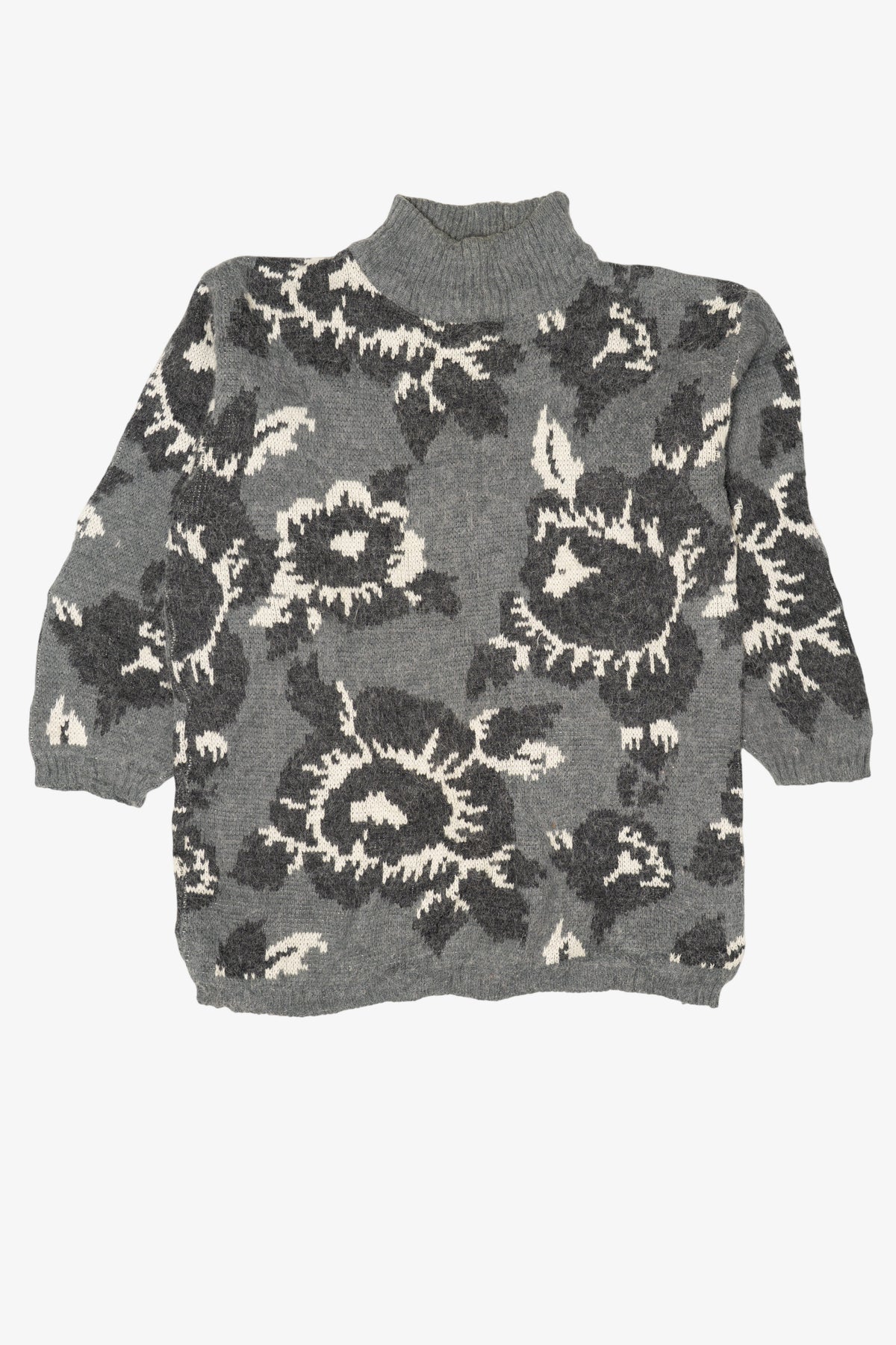 Vintage Gray Floral Protokol Sweater (1980s)