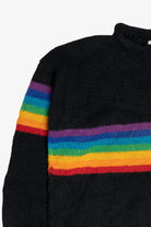 Vintage Black Rainbow Stripe Rolled Hem Sweater (1990s)