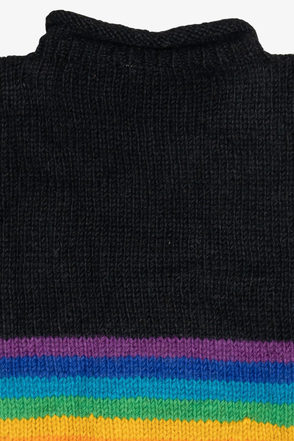 Vintage Black Rainbow Stripe Rolled Hem Sweater (1990s)