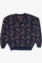 Vintage Golf Graphics Distressed V-Neck Sweater (1980s)