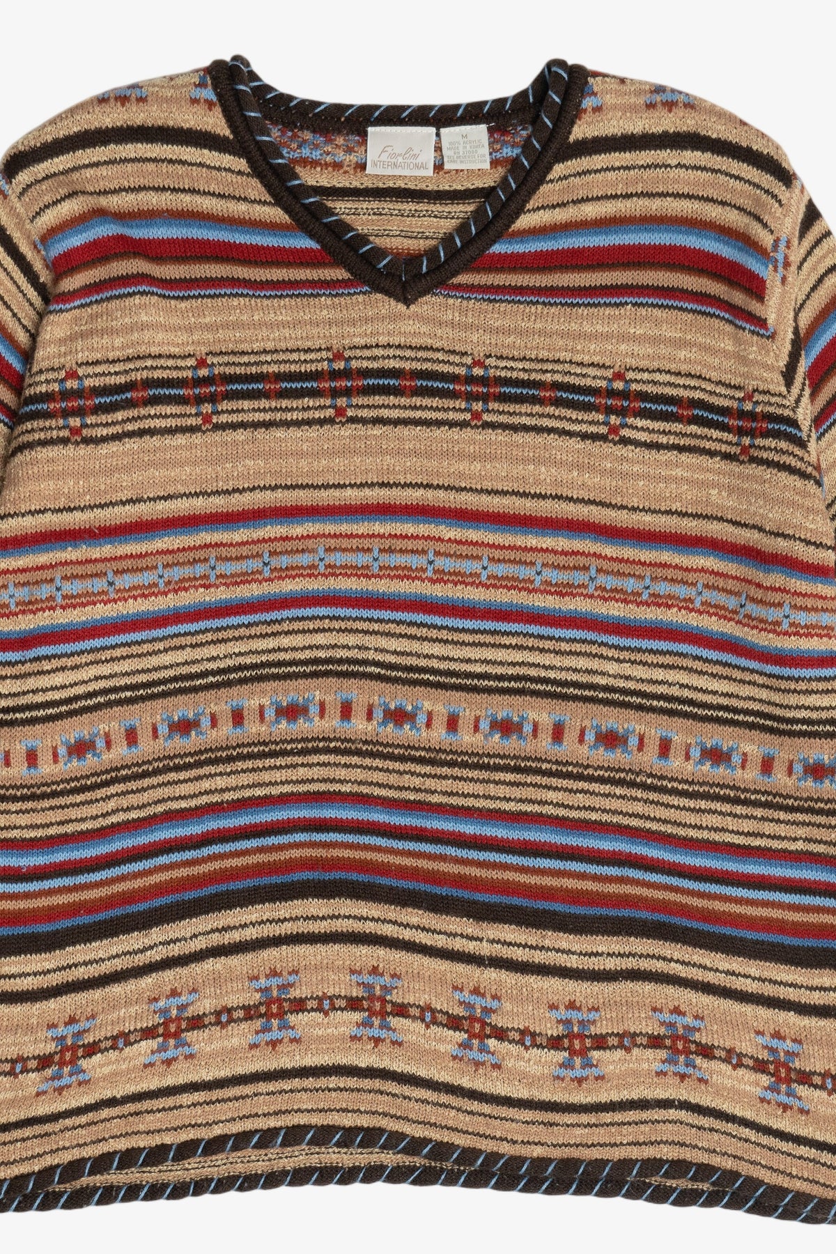 Vintage Fiorlini International Southwestern V-Neck Sweater (1990s)