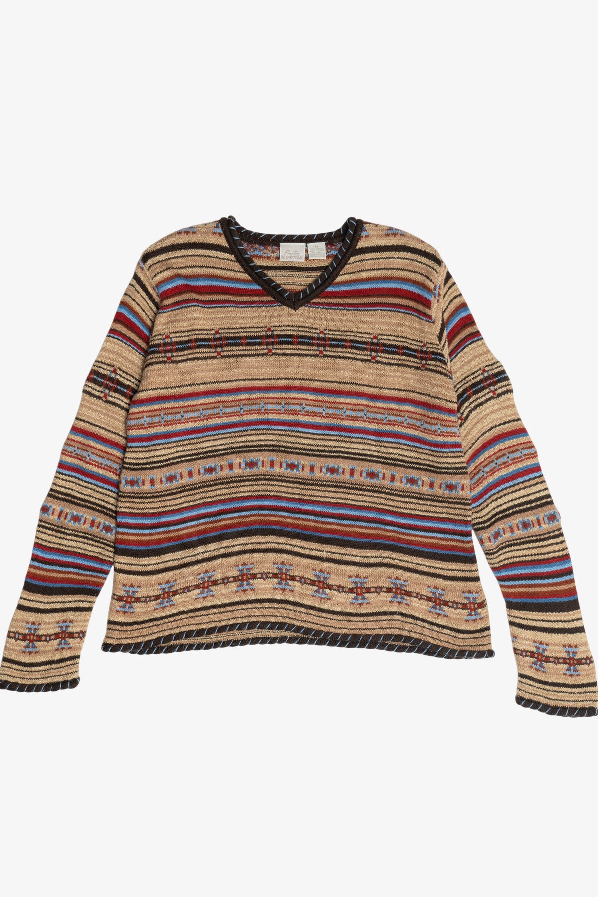 Vintage Fiorlini International Southwestern V-Neck Sweater (1990s)